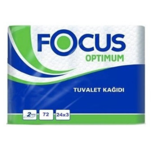 focus optimum 72 Focus Optimum Tuvalet Kağıdı %100 Selüloz -İkikat Suda Eriyen 18.5 MT-72 Adet - Görsel 1